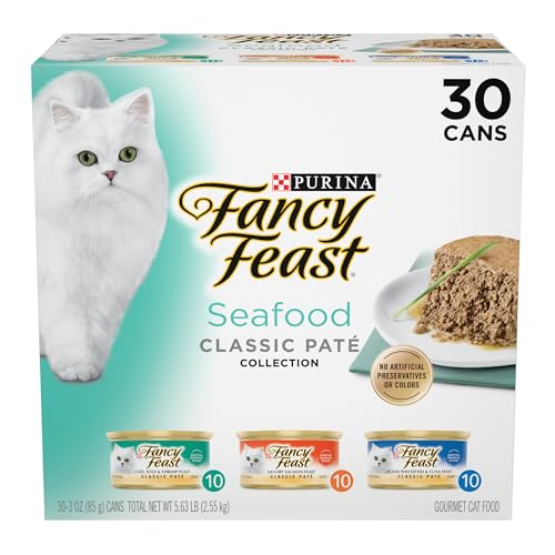 Purina Fancy Feast Seafood Classic Pate Variety Pack, 30 Pack (3 oz Cans)