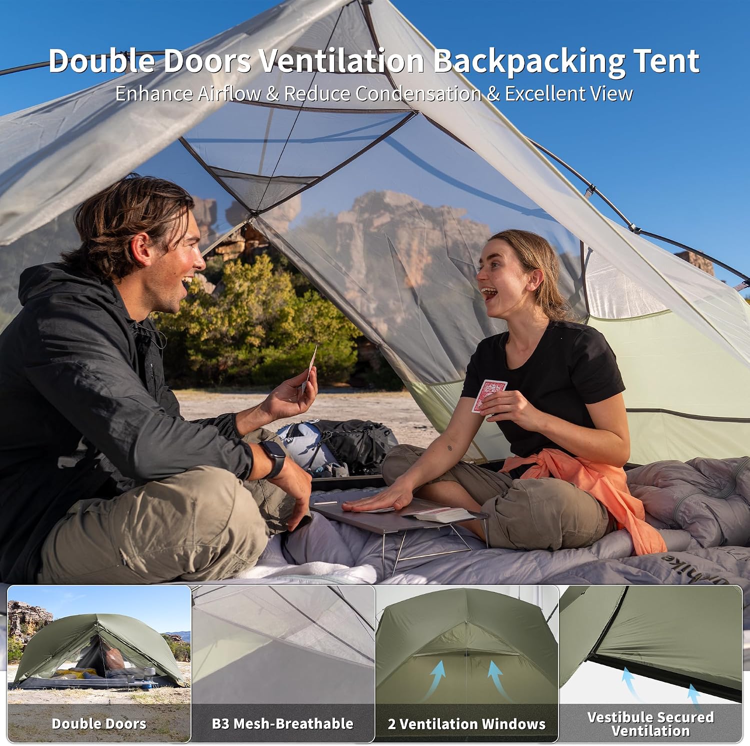 Detalle de Naturehike Mongar Pro: tente ultra légère pour 2 personnes, imperméable et ventilée