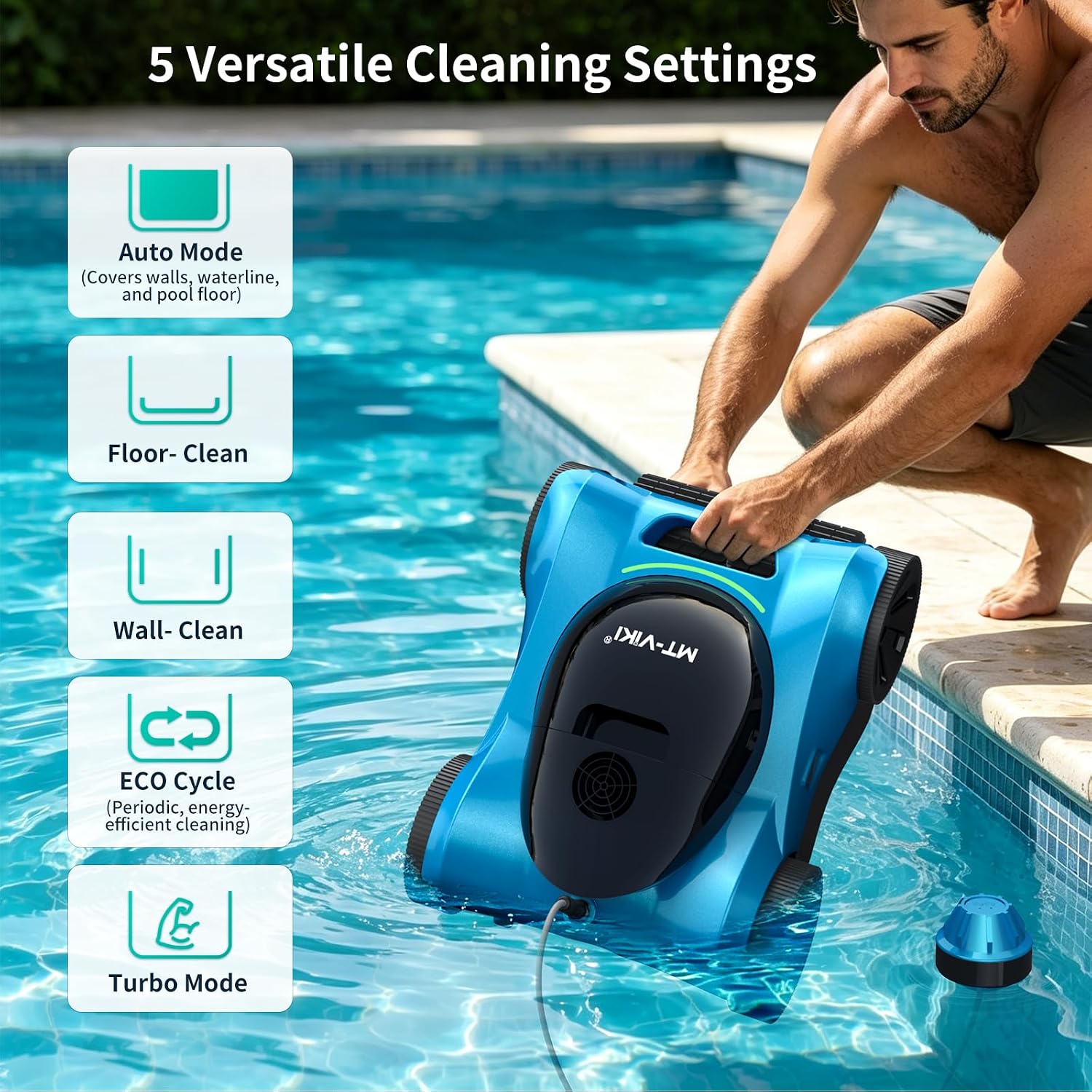 Thumbnail 4 de MT-VIKI H8 Cordless Robotic Pool Vacuum – 4WD, 300W Suction, Up to 8h Runtime