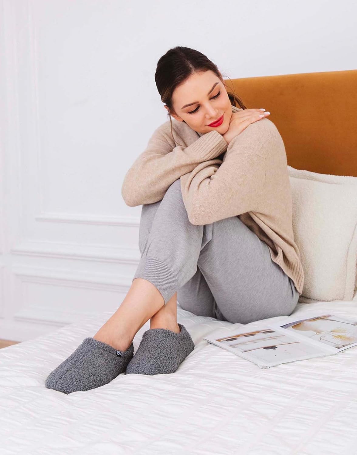 Thumbnail 1 de VeraCosy Damen Memory Foam Filz Hausschuhe mit geschlossenem Fersenbereich und Polarfleece-Futter