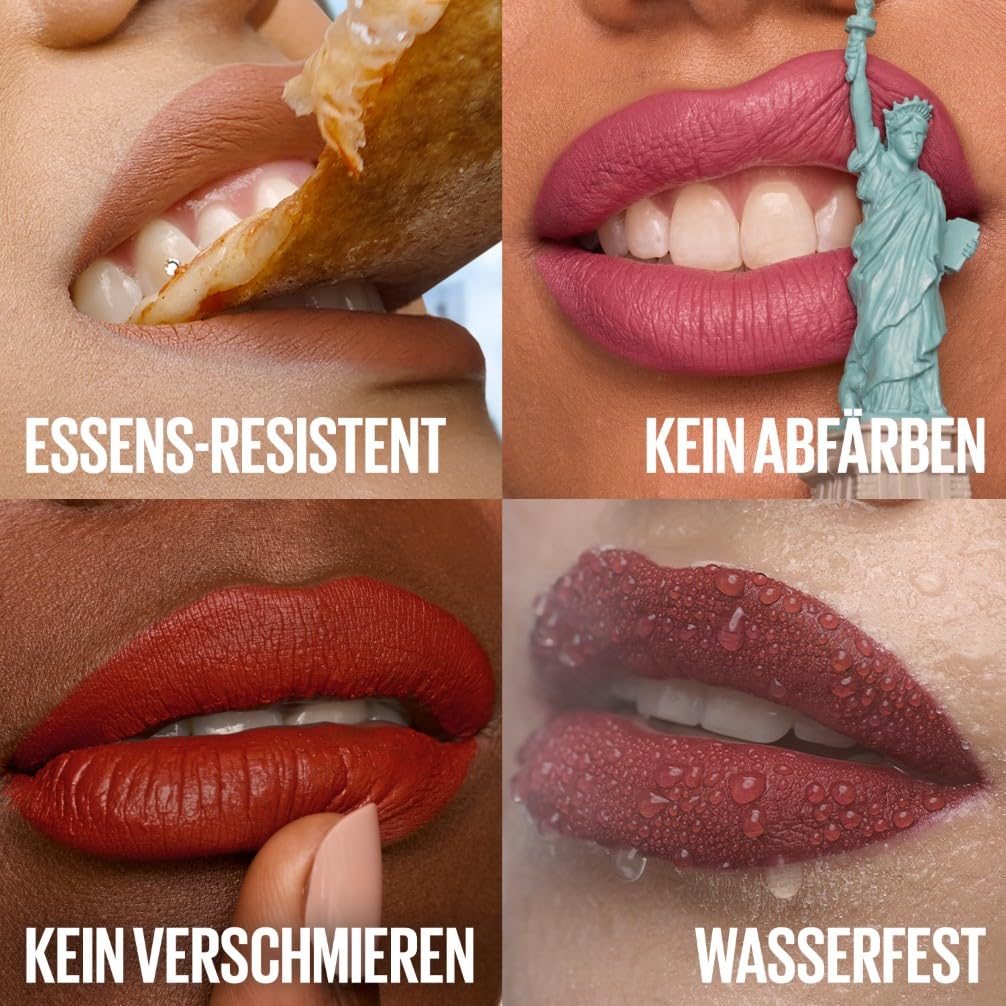 Detalle 2 de Maybelline New York Super Stay Matte Ink Lippenstift flüssig 16H, matt & transferresistent (Nuance 15 Lover) – 5 ml