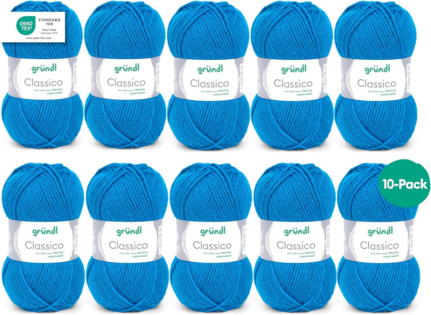 Detalle de Gründl Classico – włóczka merino superwash, 50 g/120 m, błękit gencjanowy