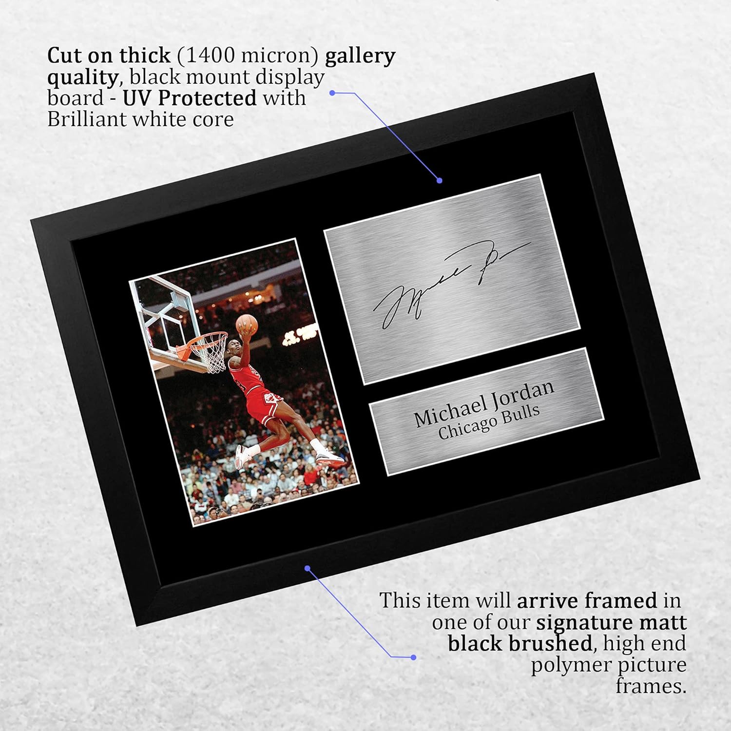 Thumbnail 2 de HWC Trading Michael Jordan Gift Signed, Framed A4 Printed Autograph Chicago Bulls Photo Display