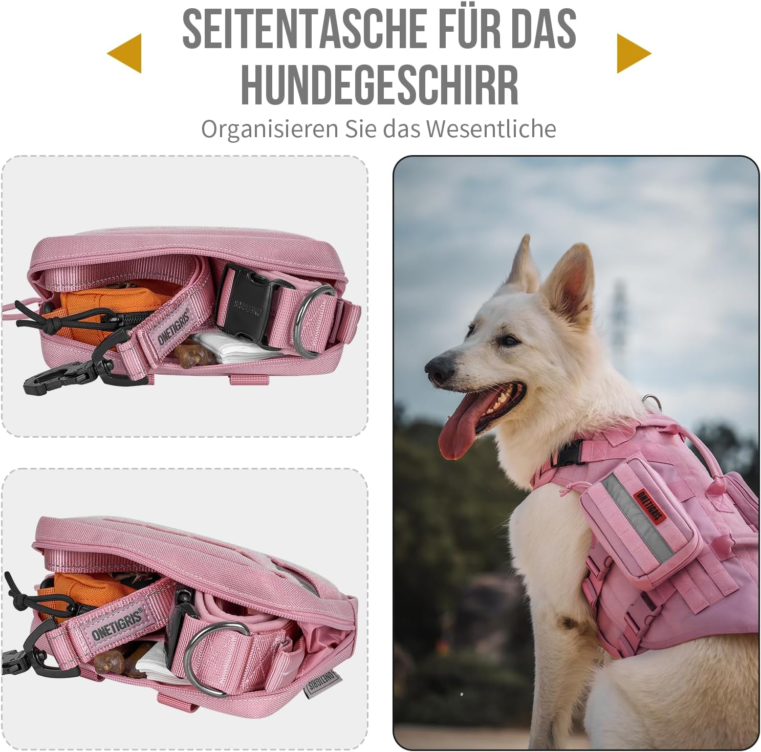 Detalle de OneTigris 2 sacchetti per alimenti per cani con strisce riflettenti (nylon 1000D)