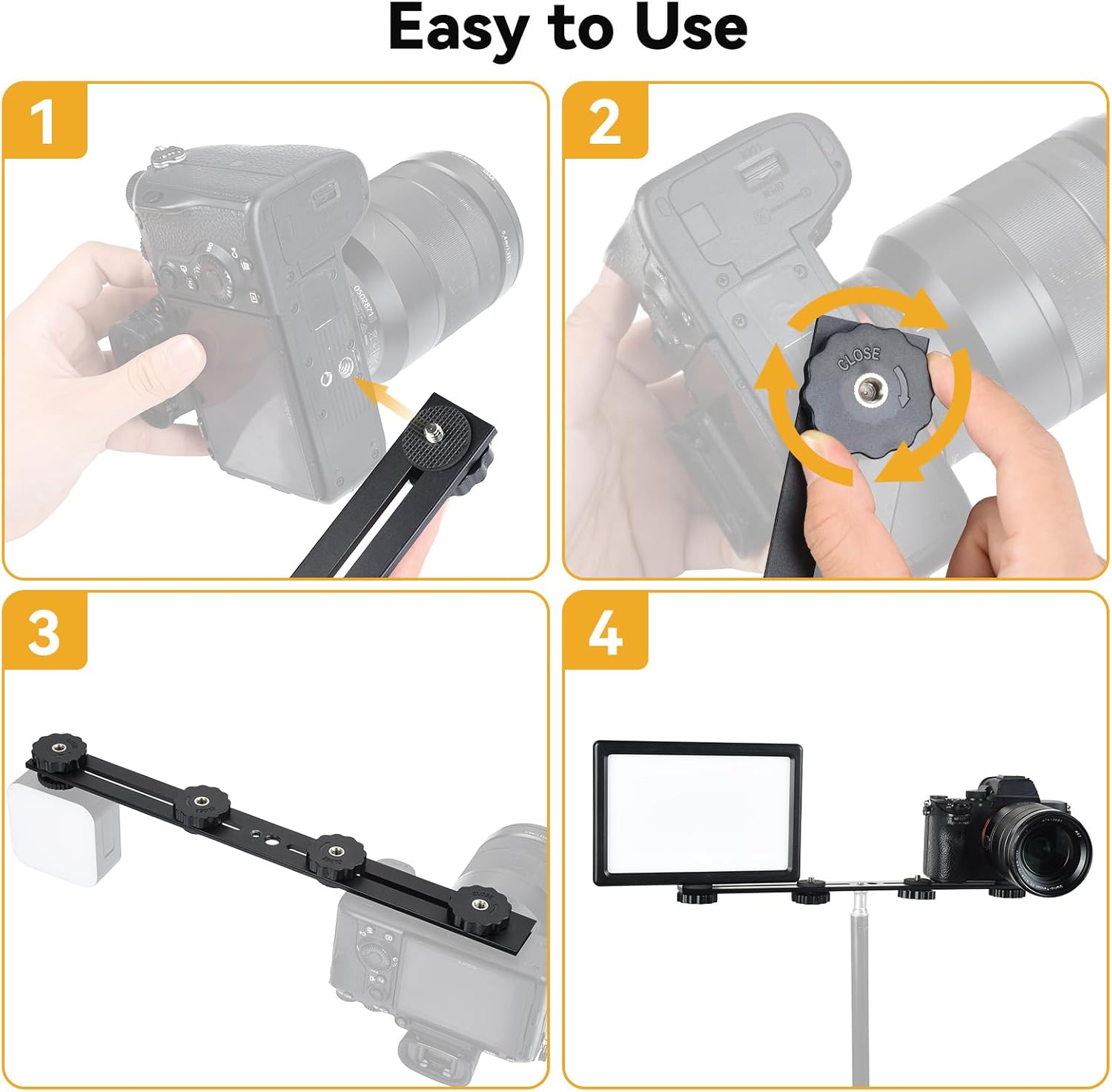 Thumbnail 4 de UTEBIT 33cm Dual Camera Mount with 13'' Flash Extension — Aluminium Bracket for GoPro, Insta360, DSLR and LED Lights