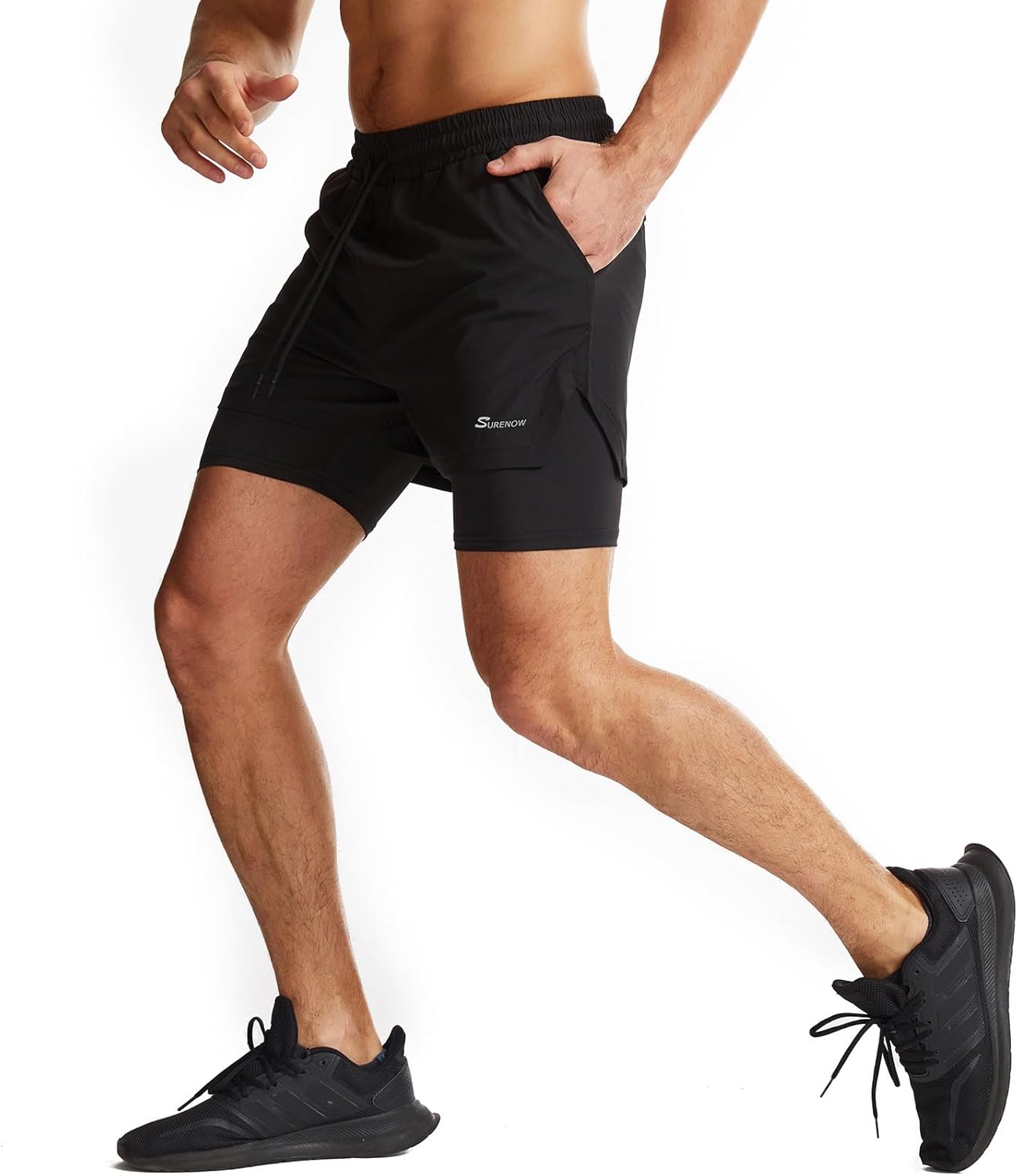 Detalle de Surenow Mens 2-in-1 Running Shorts with Liner