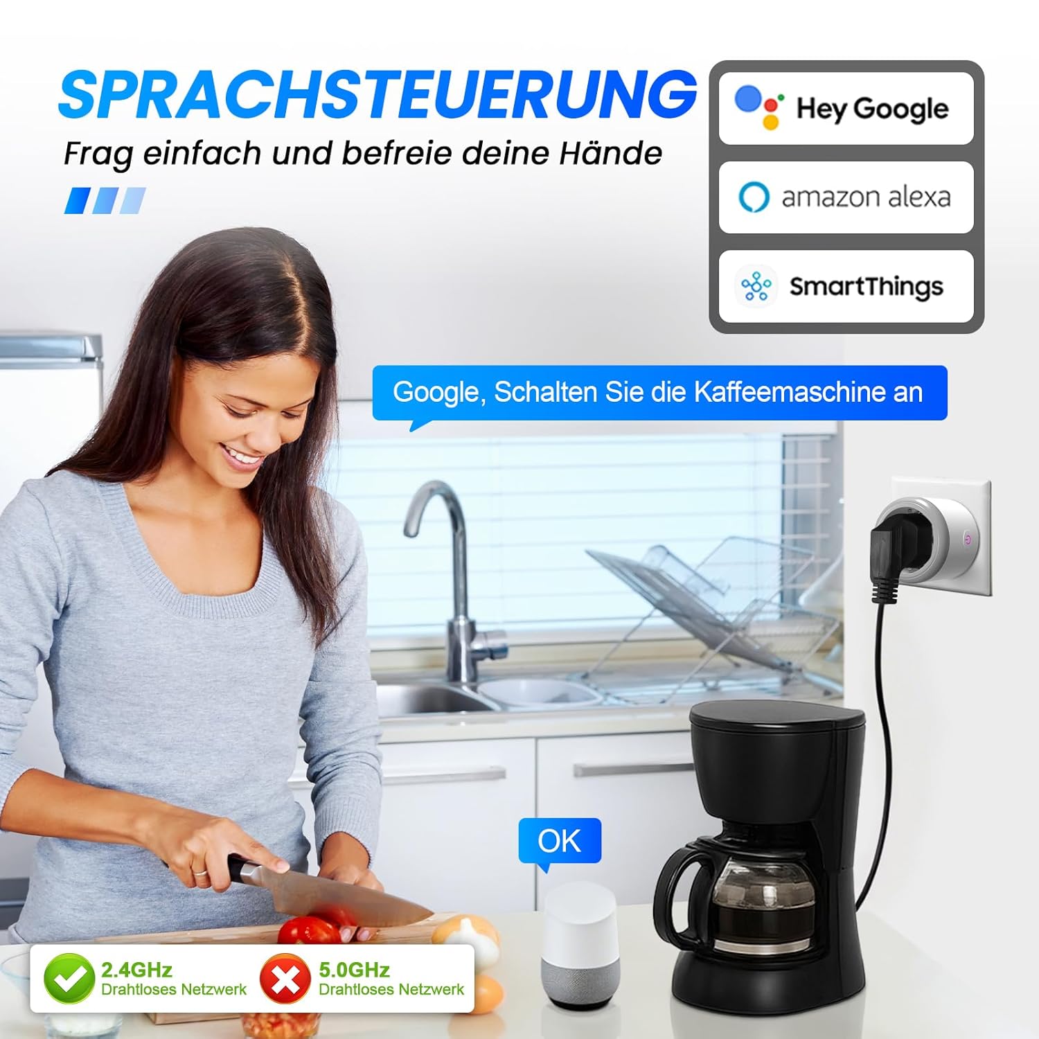 Detalle de Oblinple WLAN-Steckdose 16A – Smart Plug mit Energieüberwachung, Timer & Sprachsteuerung