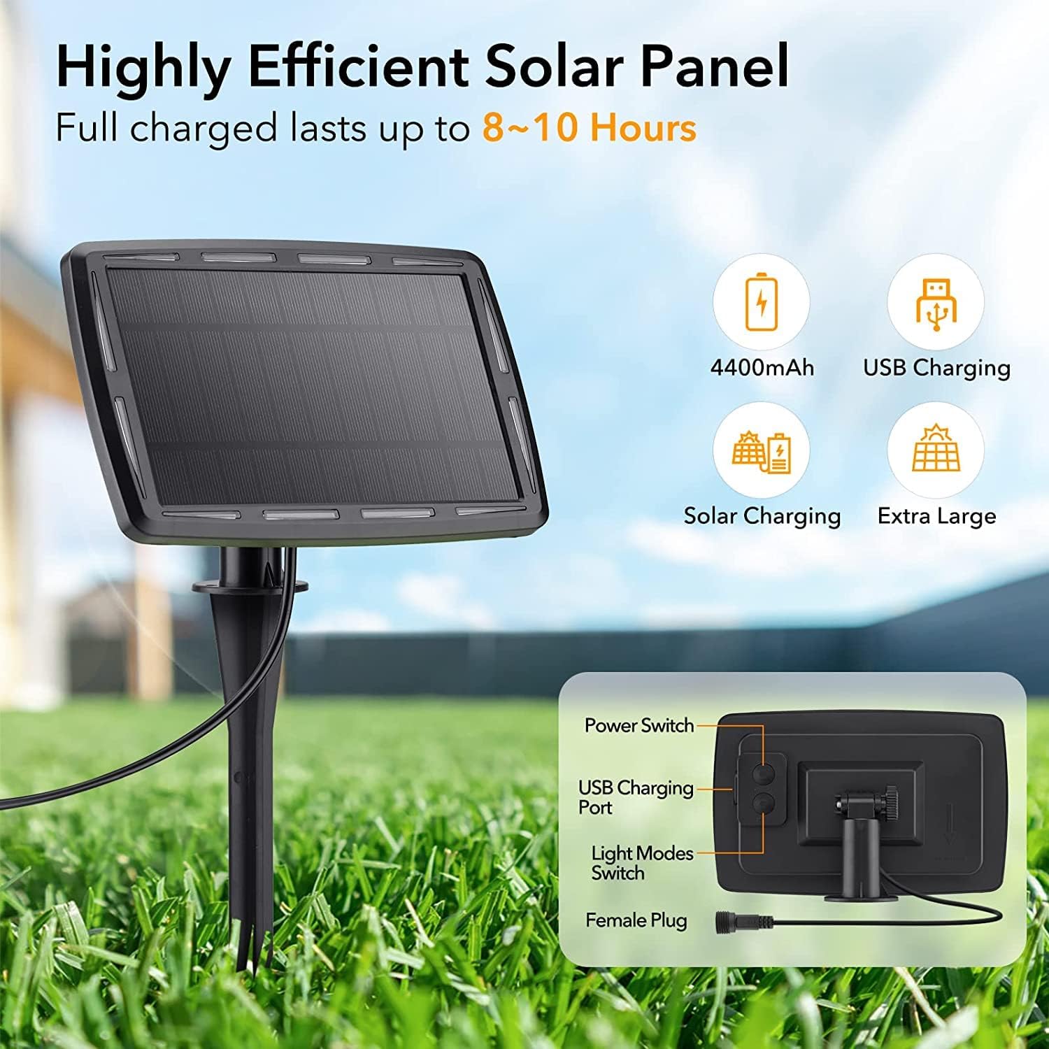 Thumbnail 4 de Joomer Luces Solares LED Exterior Jardin con USB Recargable — Guirnalda 15,6 m con 25+2 Bombillas