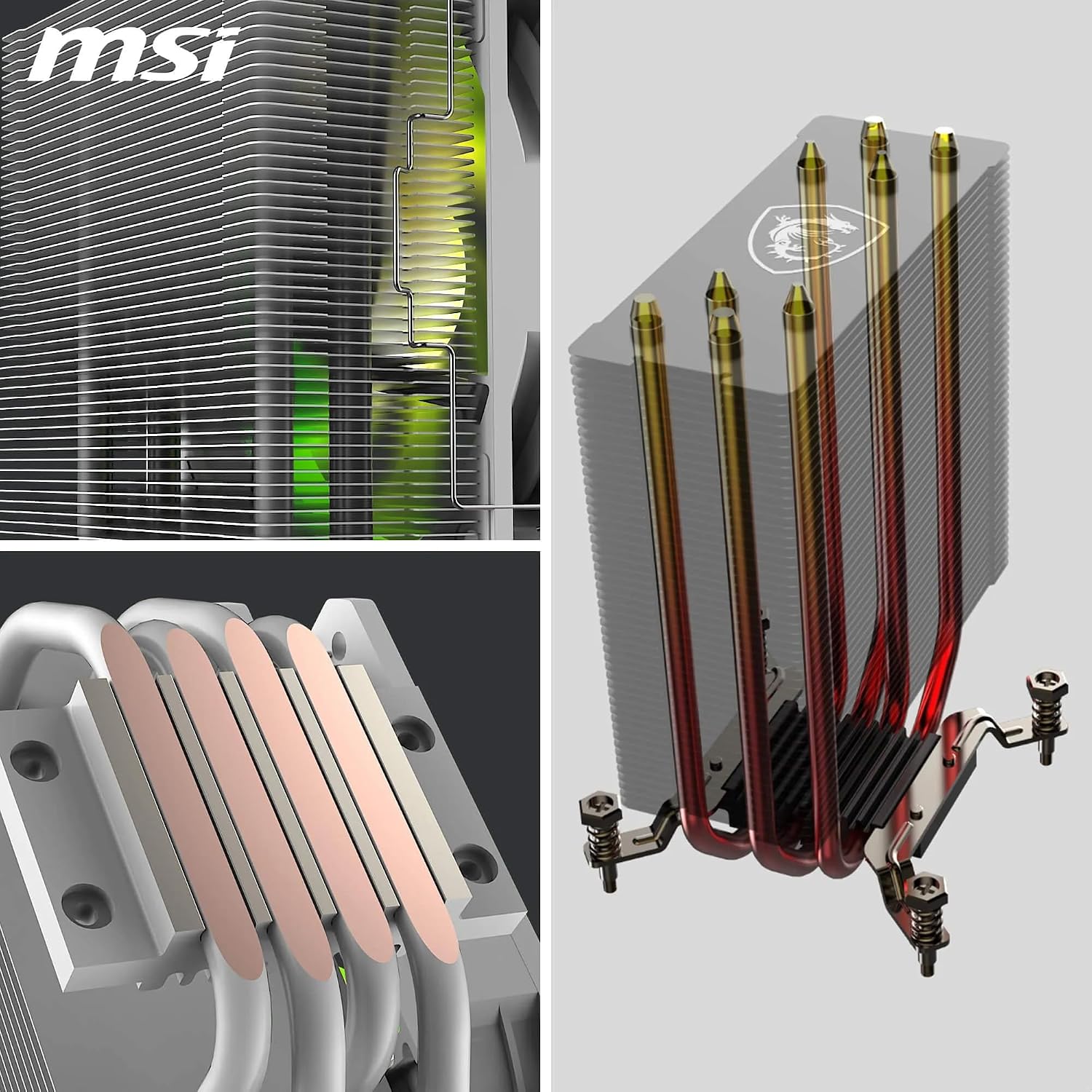 Detalle de MSI MAG COREFROZR AA13 WHITE CPU-Luftkühler – Direct Touch, ARGB, 4 Heatpipes, 120 mm