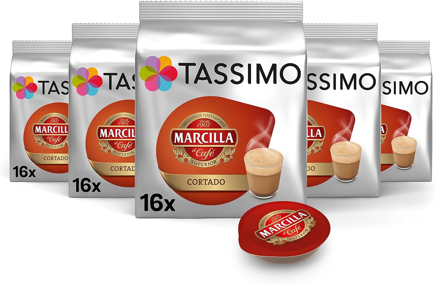 Detalle de Tassimo Cápsulas Marcilla Cortado ☕ 80 unidades, Amazon Exclusive