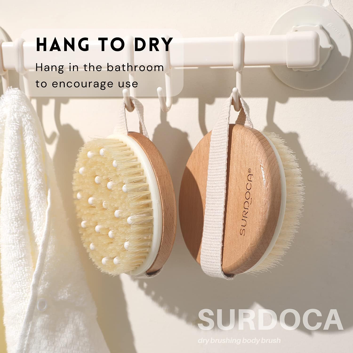 Detalle de SURDOCA Dry Brushing Body Brush for Lymphatic Drainage – Natural Exfoliating Tool