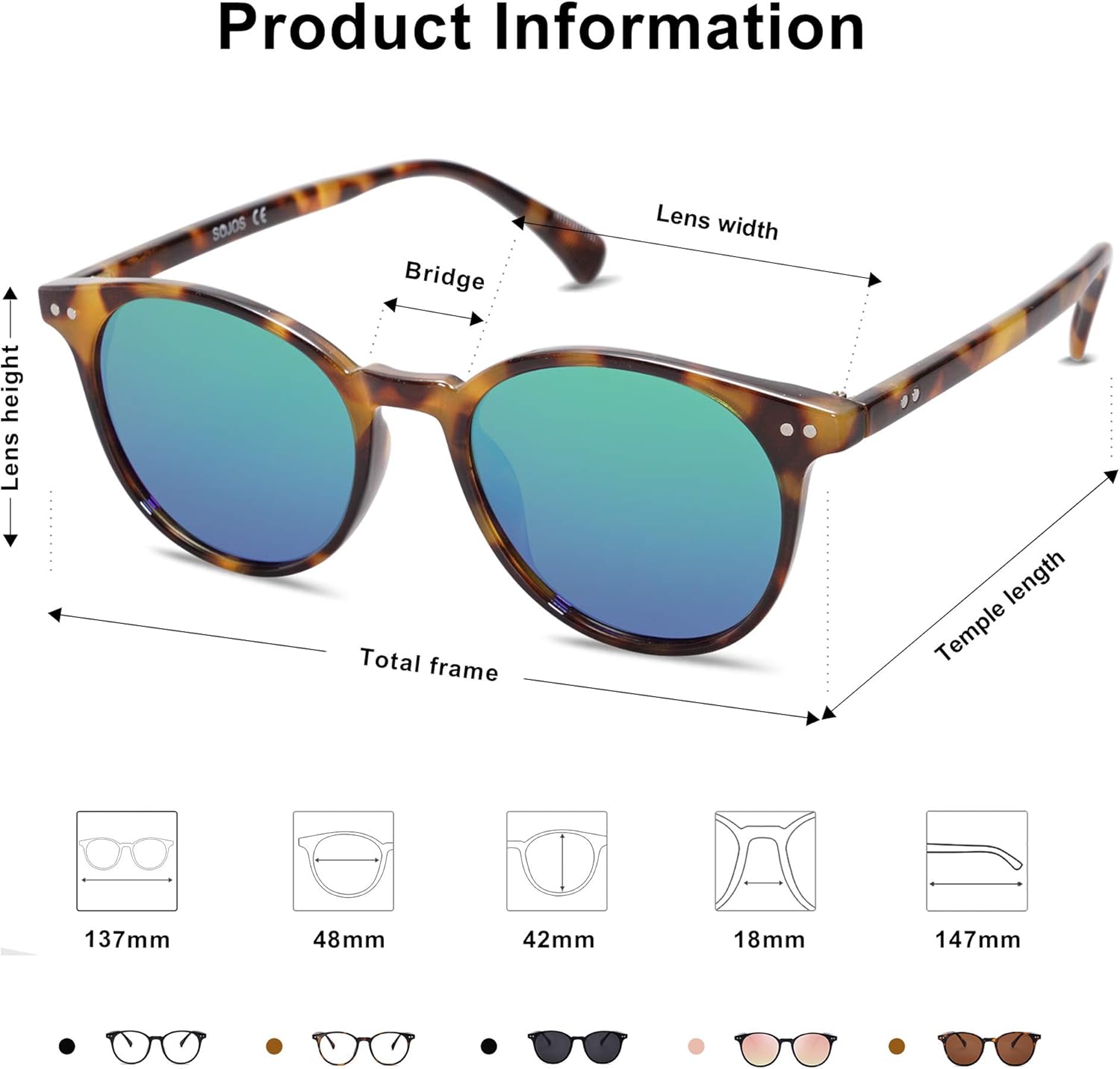 Thumbnail 3 de SOJOS Polarisiert Runde Sonnenbrille MAY SJ2113 – UV400 Schutz, Polarisierte Gläser