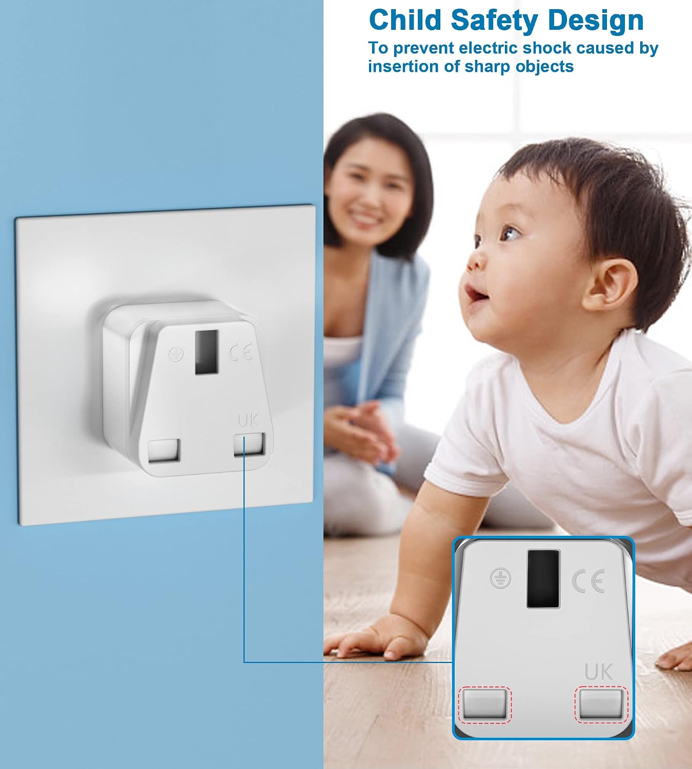 Detalle de PABANCE Type D UK to India plug adapter 4-pack ๐