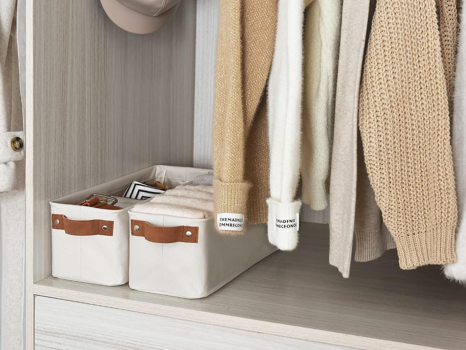 Thumbnail 6 de StorageWorks SW0103 Narrow Fabric Storage Bins, Beige, 2-Pack with Handles