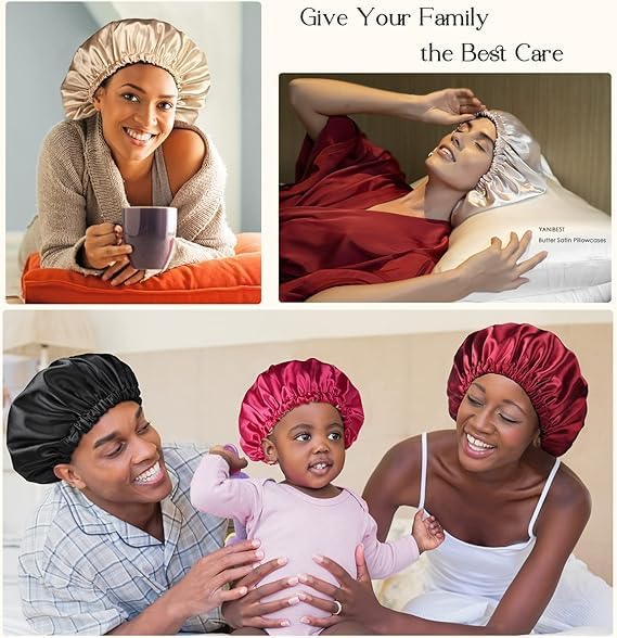 Thumbnail 6 de YANIBEST Satin Bonnet for Sleeping, Double-Layer Adjustable Hair Cover
