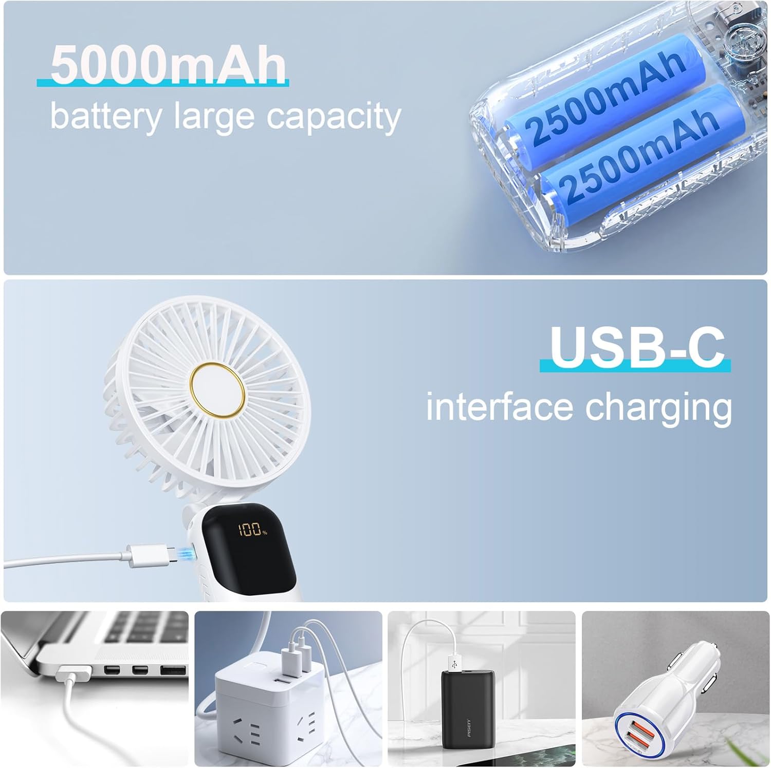 Thumbnail 3 de Handheld Fan Rechargeable 5000mAh USB mini fan
