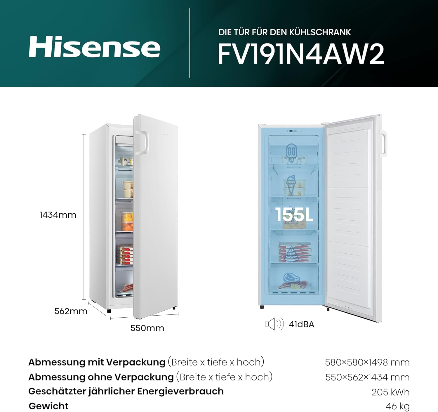 Detalle 2 de Hisense FV191N4AW2 Gefrierschrank – TotalNoFrost, SuperFreeze und Multiflow 360° im Detail