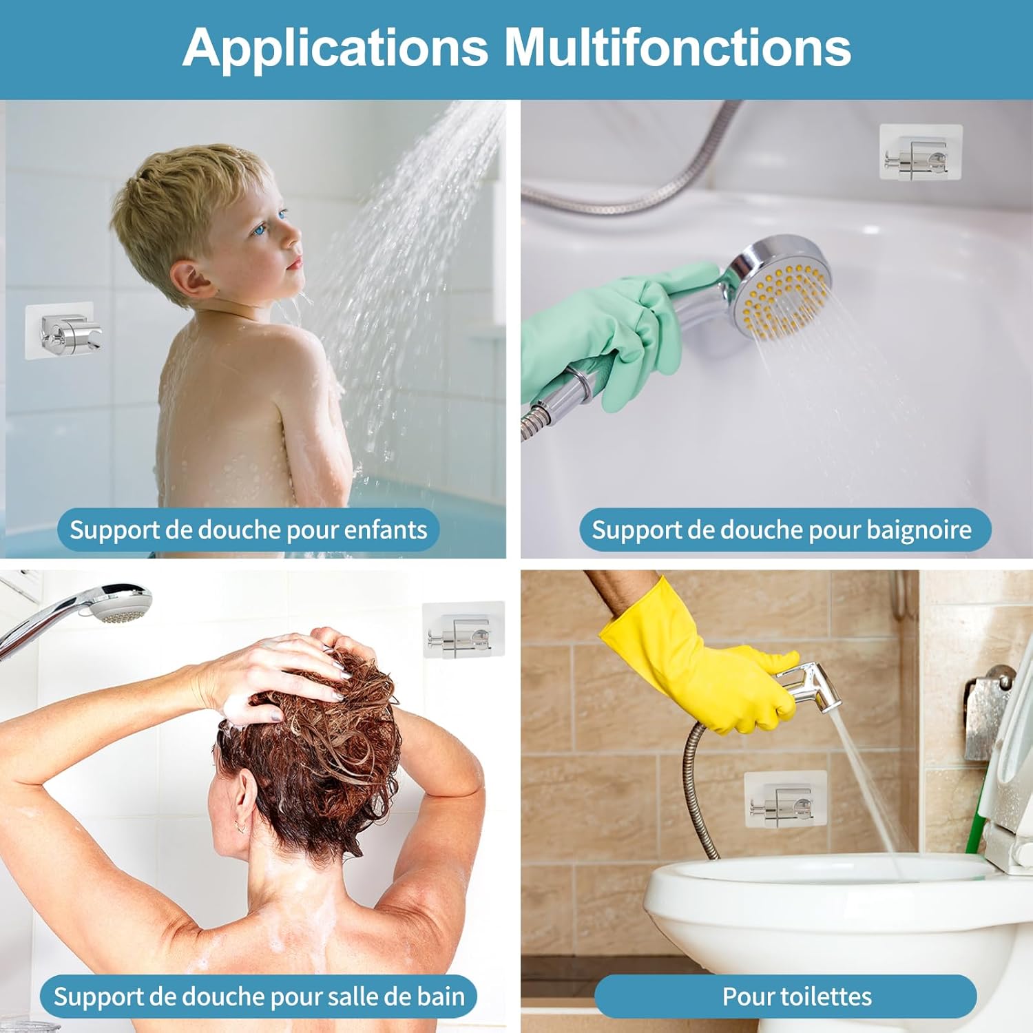 Thumbnail 6 de OFFO Support Pommeau de Douche sans Percage – Support Douchette Universel, Angle Réglable et Transparent