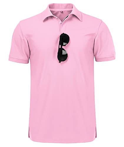 Detalle de JACKETOWN Polo Homme à Manches Courtes – Séchage Rapide et Respirant, T-shirt sport Polo regular fit (Pink XL)