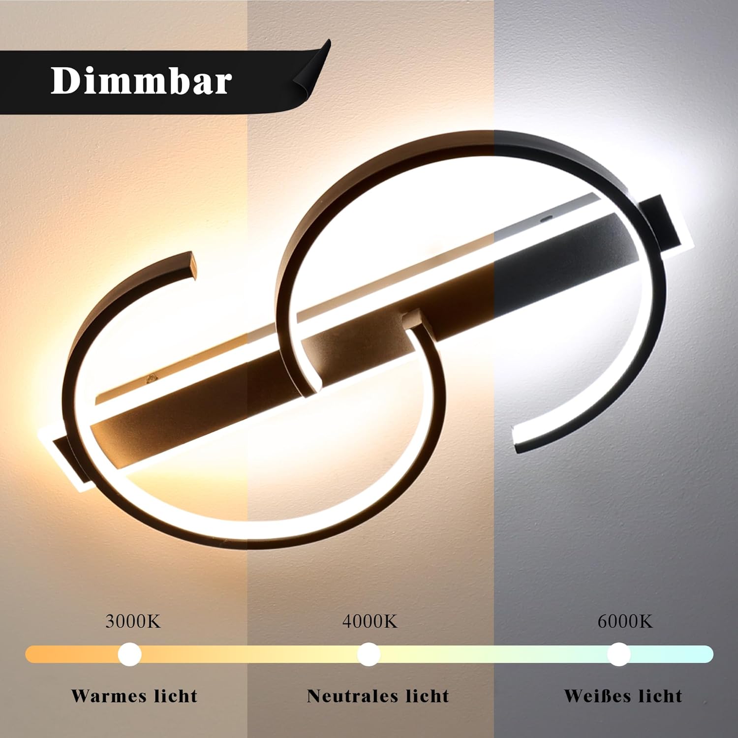 Detalle de LED Deckenleuchte 35W dimmbar 40 cm schwarz