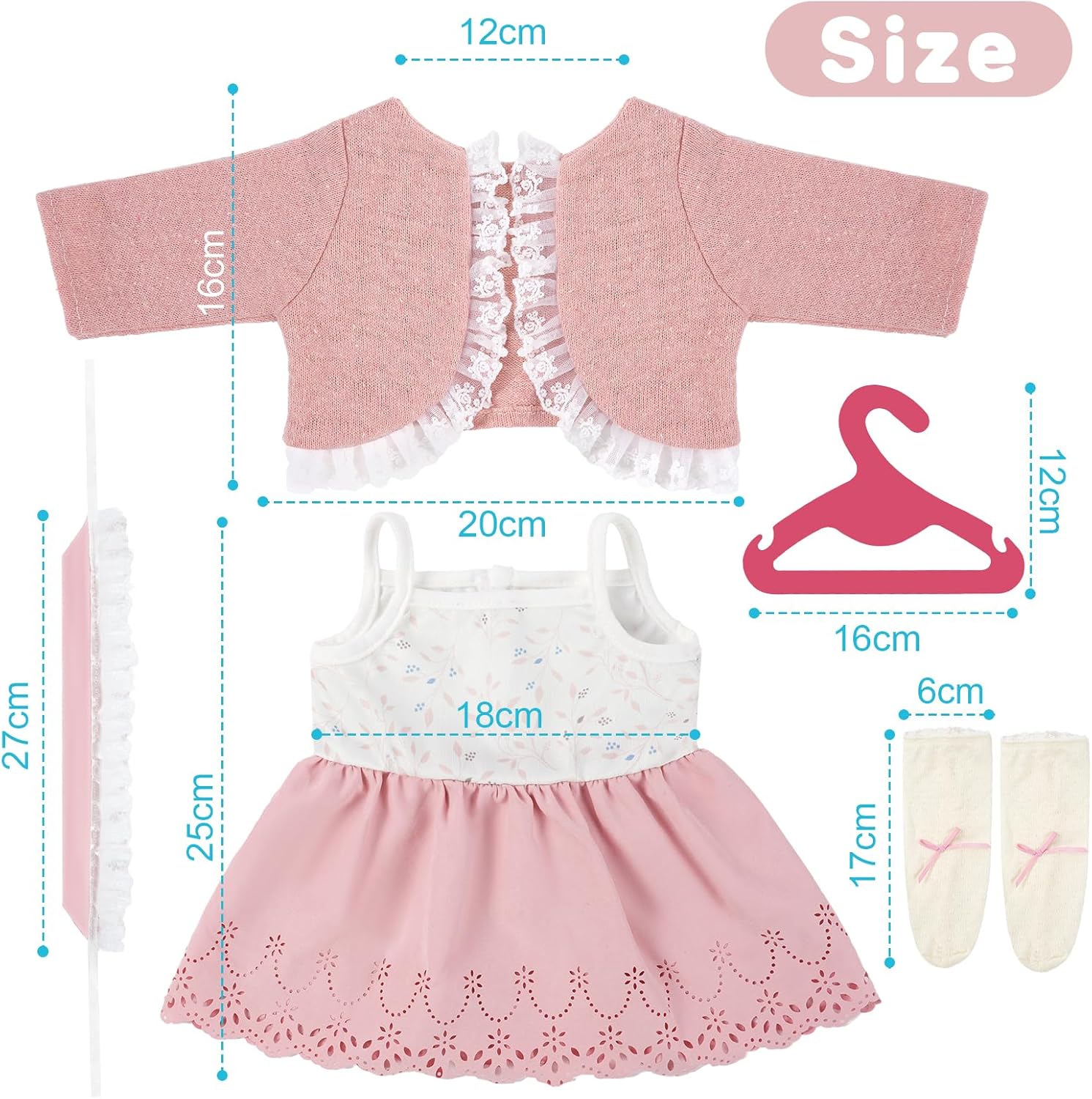 Detalle 2 de Aolso Conjunto Ropa para Muñecas 35-45 cm 👗 Rosa