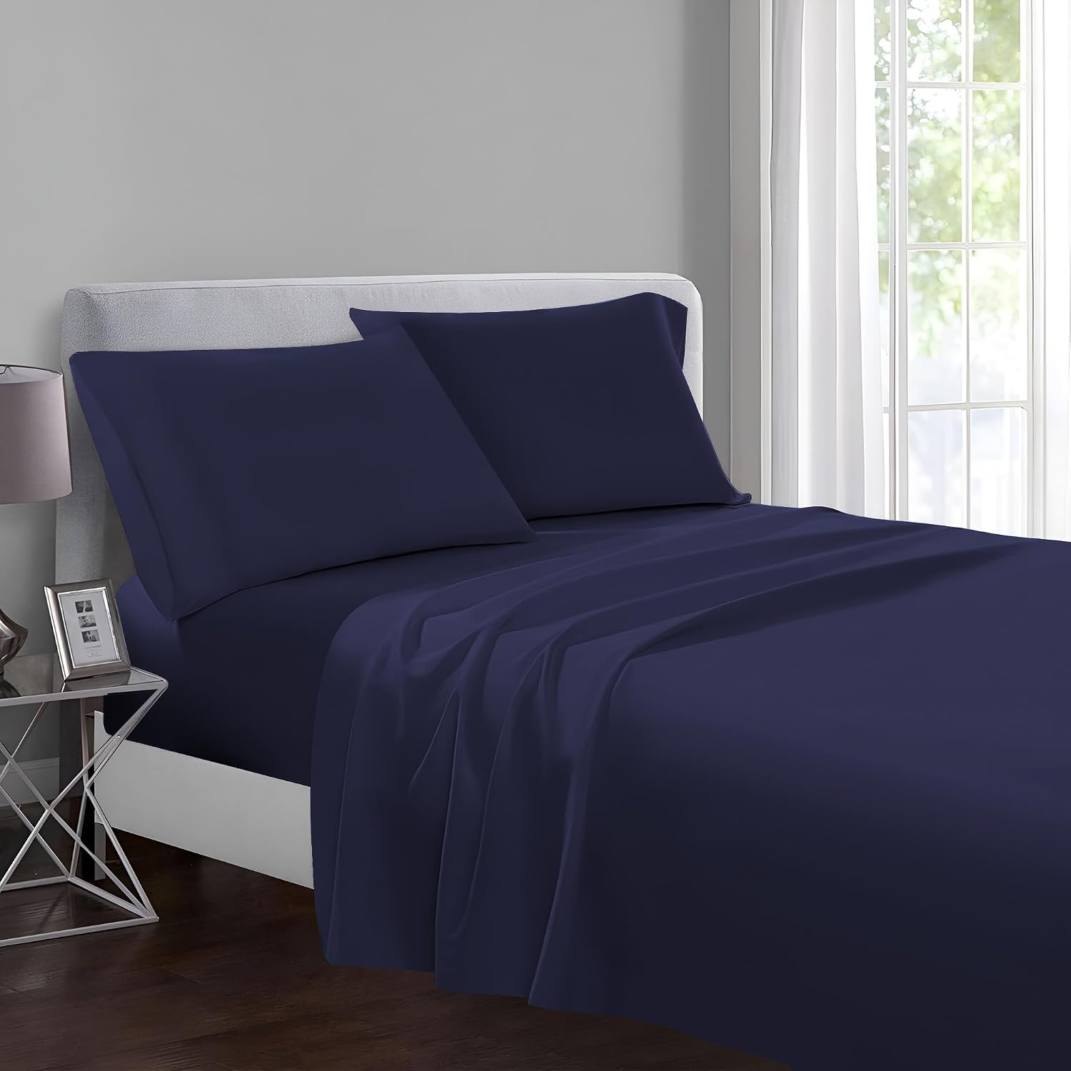 Detalle de Yorkshire Bedding Single Flat Sheet in 100% Egyptian Cotton (200 Thread Count) – Grey