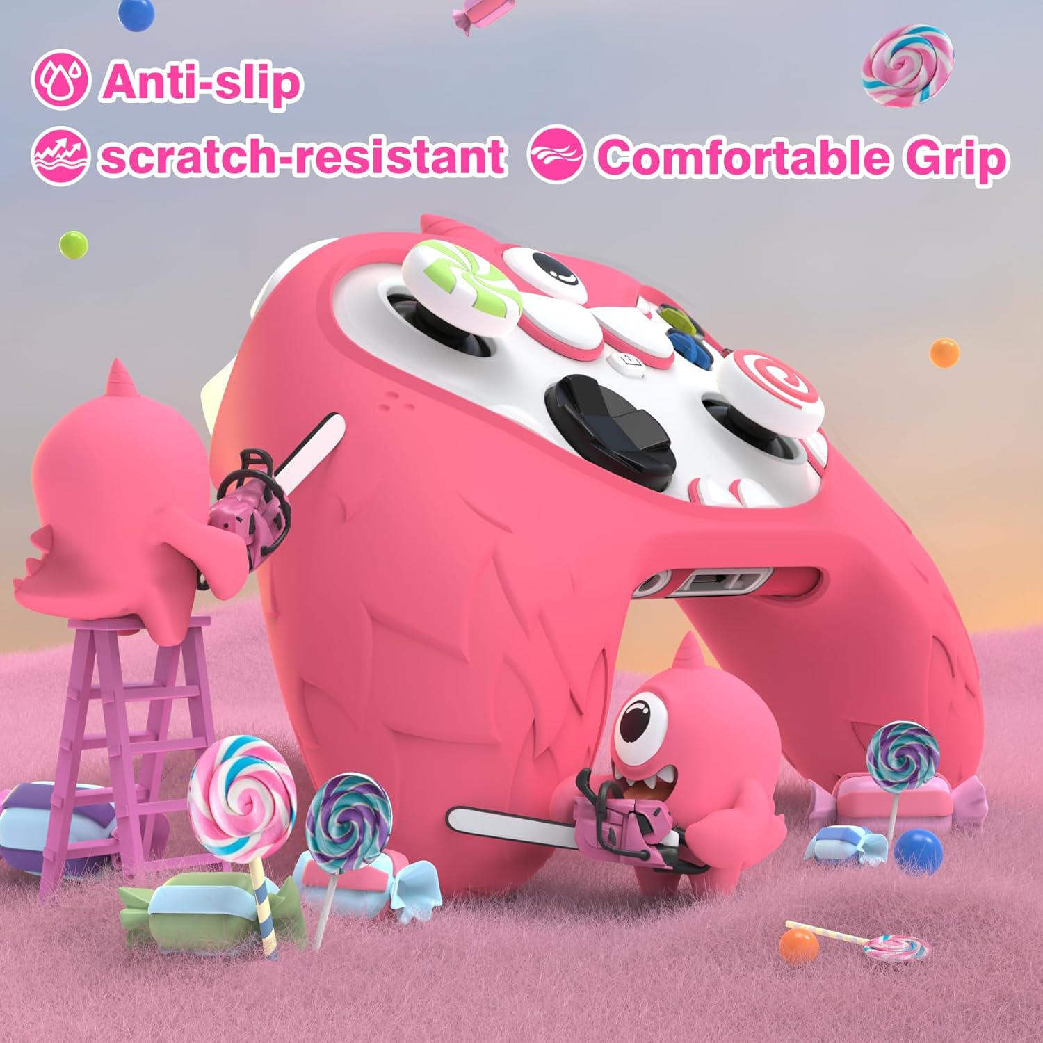 Thumbnail 2 de playvital MonoEye Monster silicone cover for Xbox Series X/S controller (red) with anti-slip grip