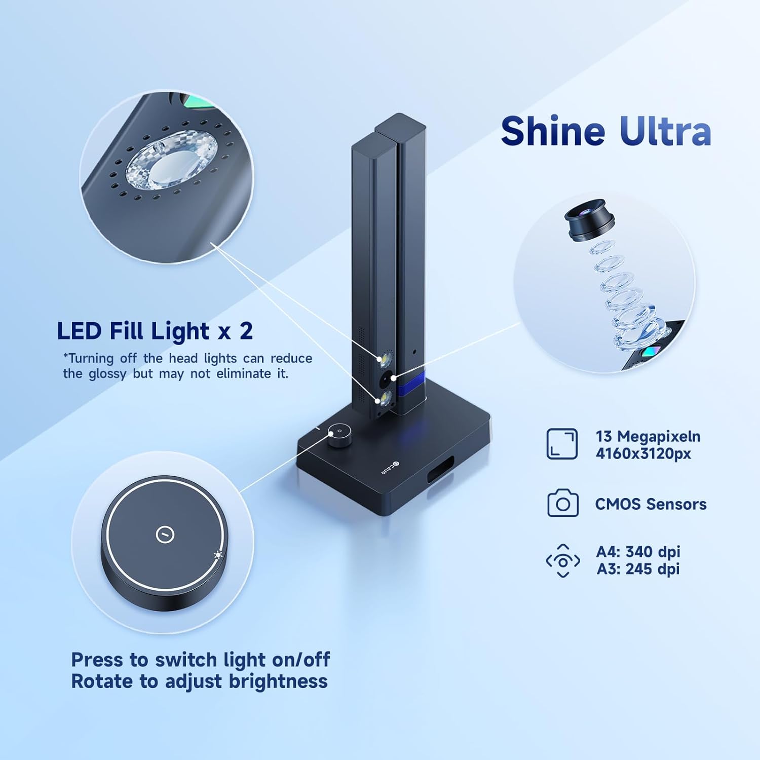 Thumbnail 1 de CZUR Shine Ultra 13MP scanner di documenti portatile A3 con OCR per libri (Win e Mac)