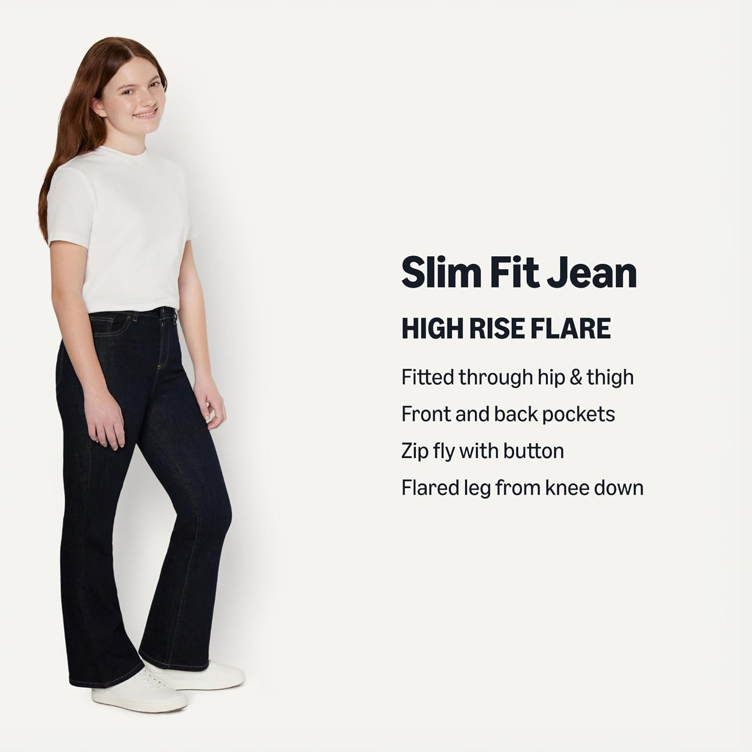 Detalle 2 de Amazon Essentials Girls' High Stretch High-Rise Flare Jeans