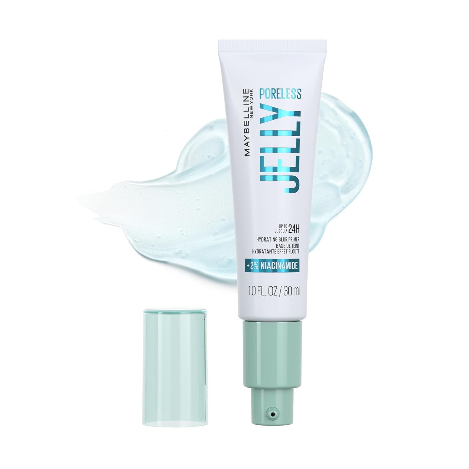Detalle de Maybelline Poreless Jelly Primer (Hydrating Blurring) with 2% Niacinamide, Clear, 1 Count