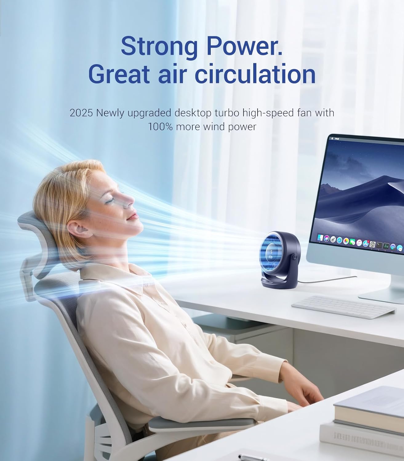 Thumbnail 1 de Diveblues TurboBreeze Portable Turbo Desk Fan 5” – Quiet USB Desk Fan with 5 Speeds and 360° Tilt