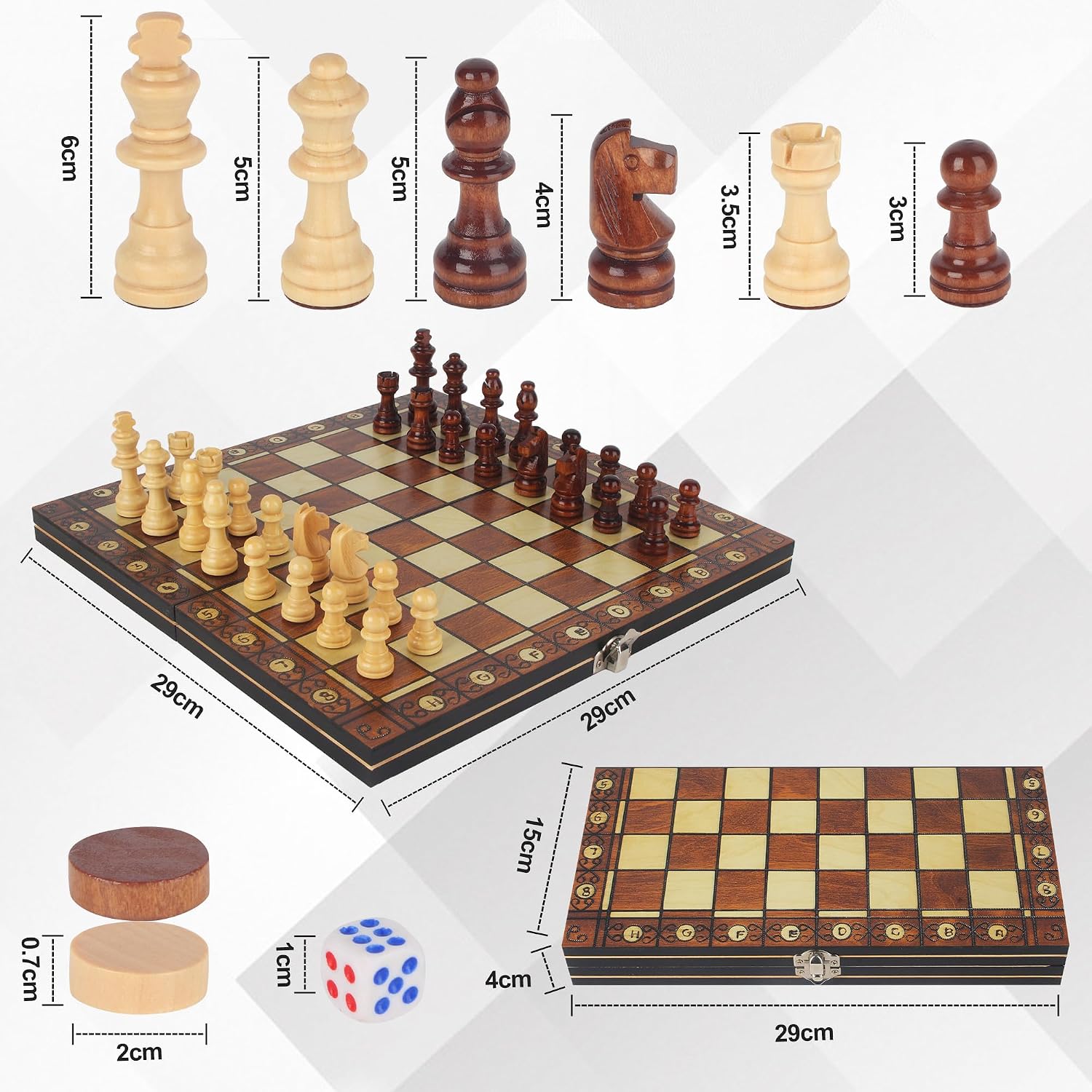 Thumbnail 1 de Schachspiel 3-in-1 Magnetisch Holz 29x29 cm
