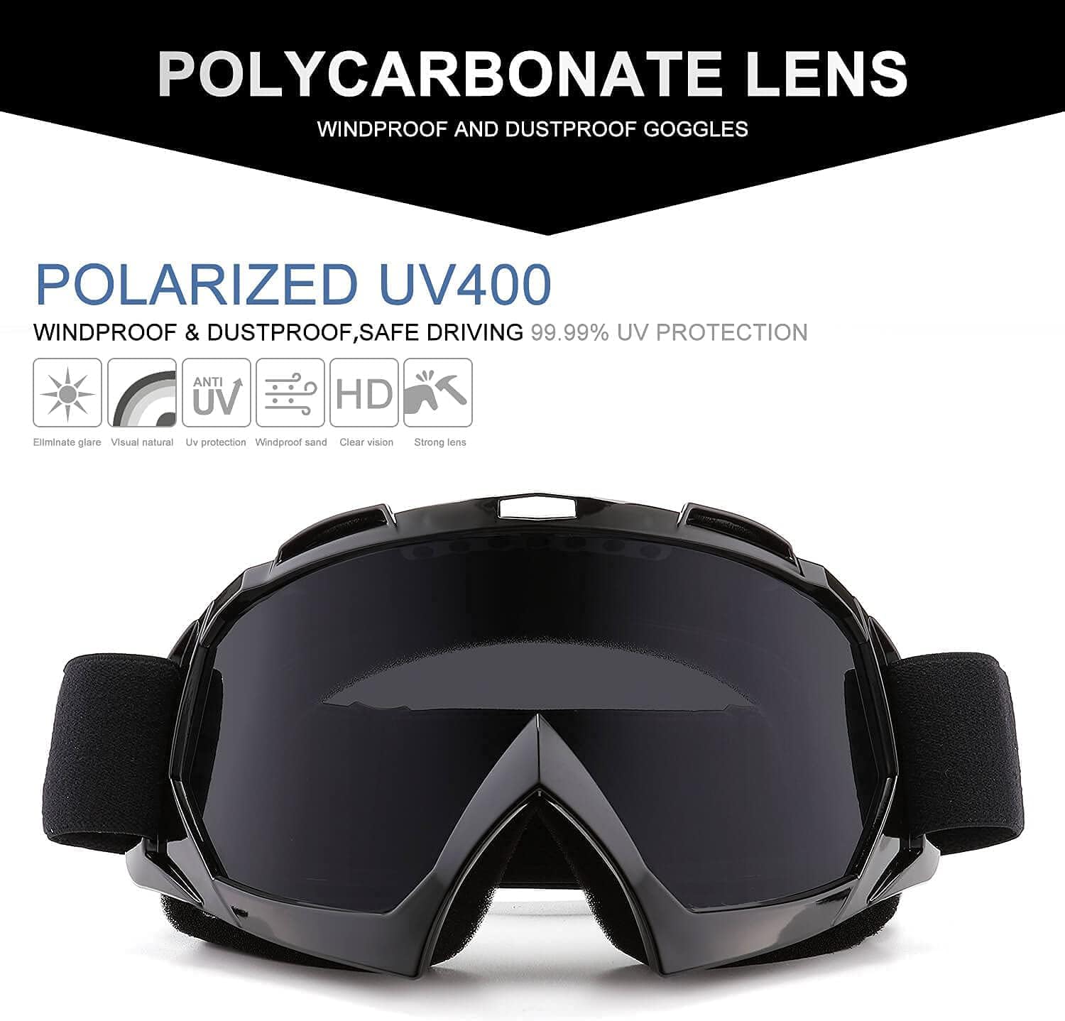 Detalle 2 de FMY Motorcycle Motocross Goggles for Men, Women & Youth – UV400 Anti-Scratch, Anti-Fog, Airflow Comfort