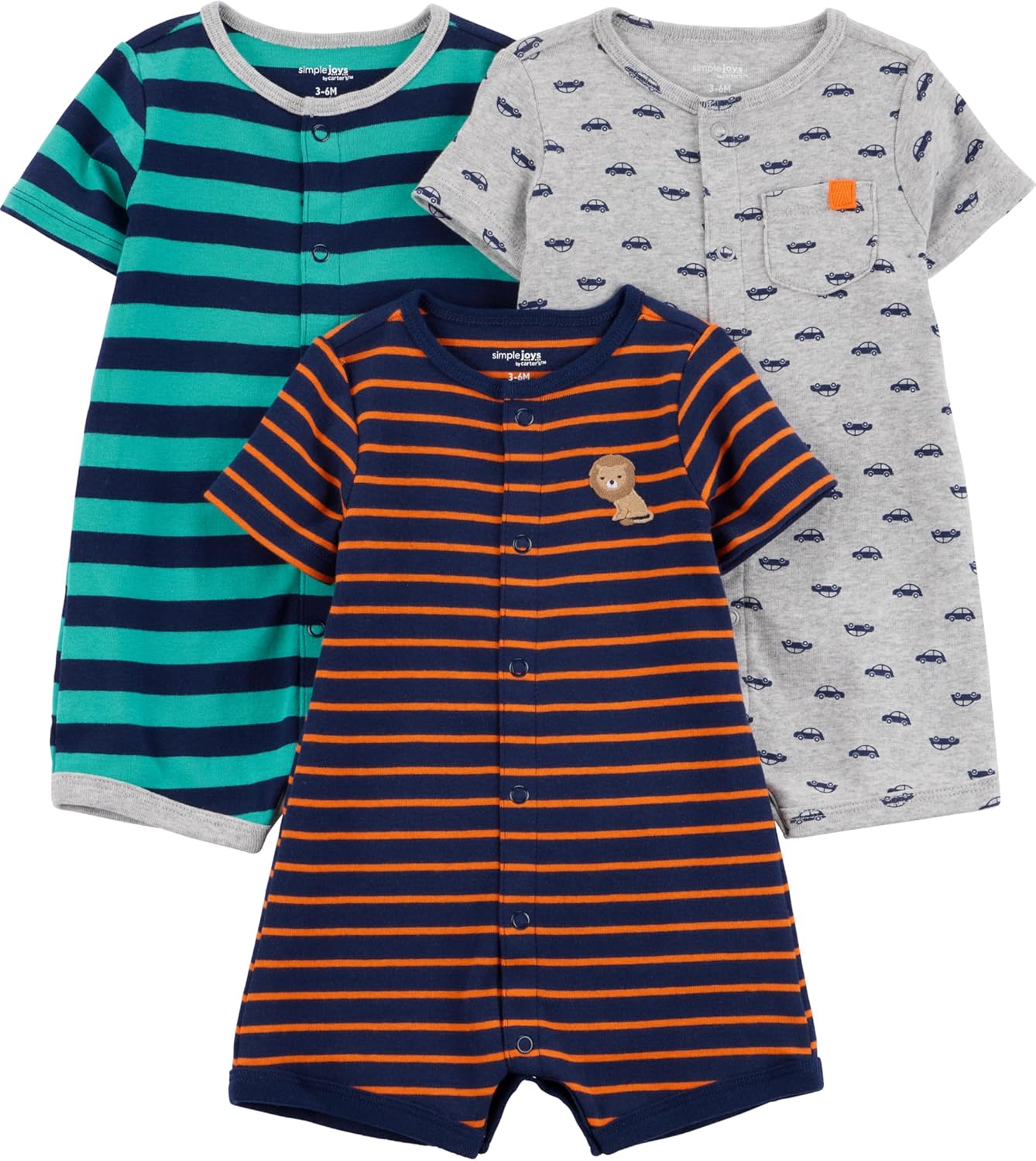 Thumbnail 6 de Simple Joys by Carter's Baby 3-Pack Snap-up Rompers
