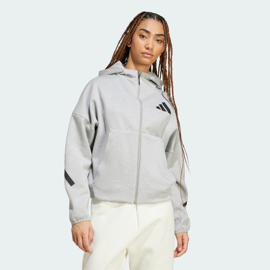 Detalle de Chaqueta con capucha Adidas Z.N.E. gris