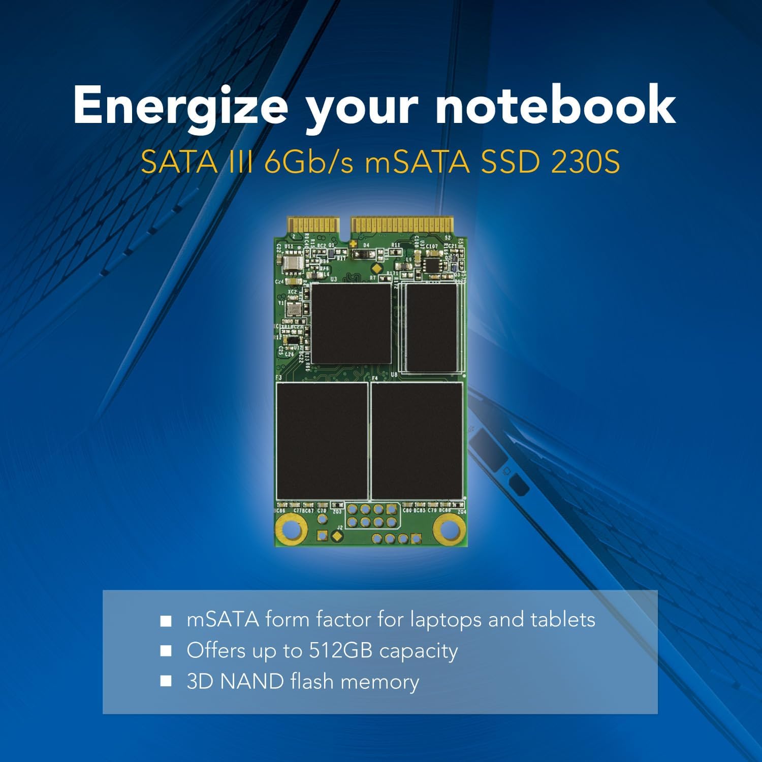 Detalle de トランセンドジャパン 230S Series TS128GMSA230S mSATA SSD 128GB・SATA III 6Gb/s