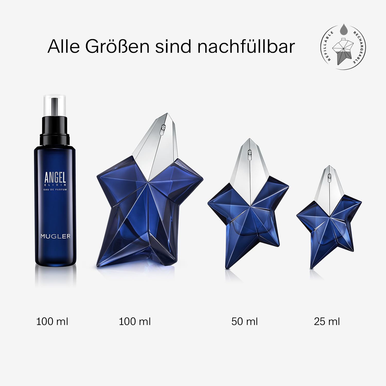 Detalle de MUGLER Angel Elixir Eau de Parfum – Nachfüllbarer Duft für Damen mit woody gourmand Charakter