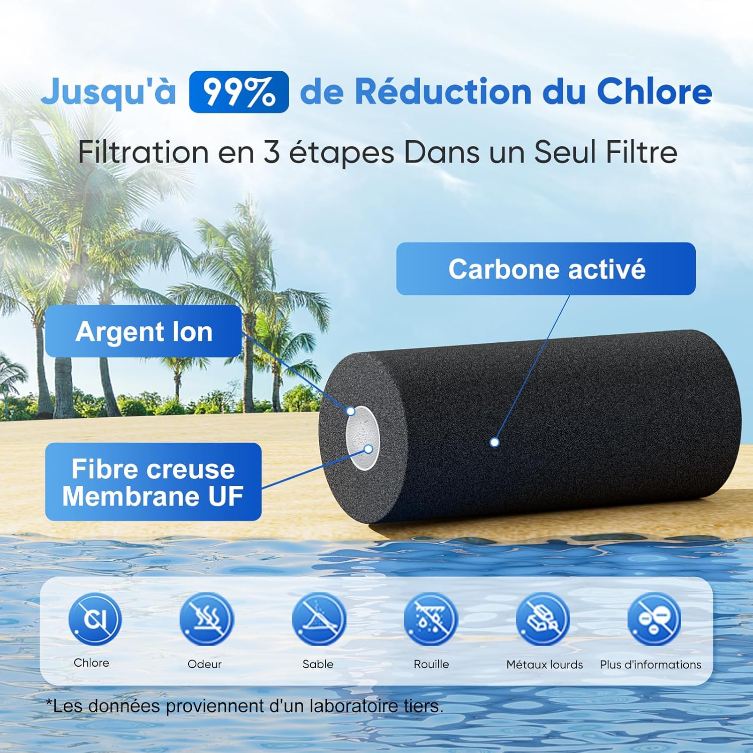 Thumbnail 2 de Purewell Filtre à Eau par Gravité 8,5L — Purificateur d'Eau UF, Charbon Actif et Ions d'Argent, acier 304, sans électricité
