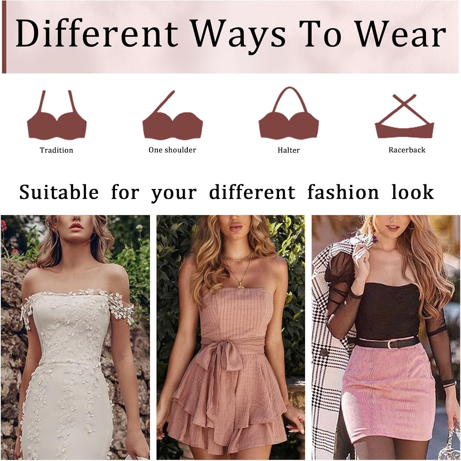 Detalle 2 de DotVol Damen BH Große Größen Bügel Ungepolstert Bandeau Multiway – strapless und mit abnehmbaren Trägern