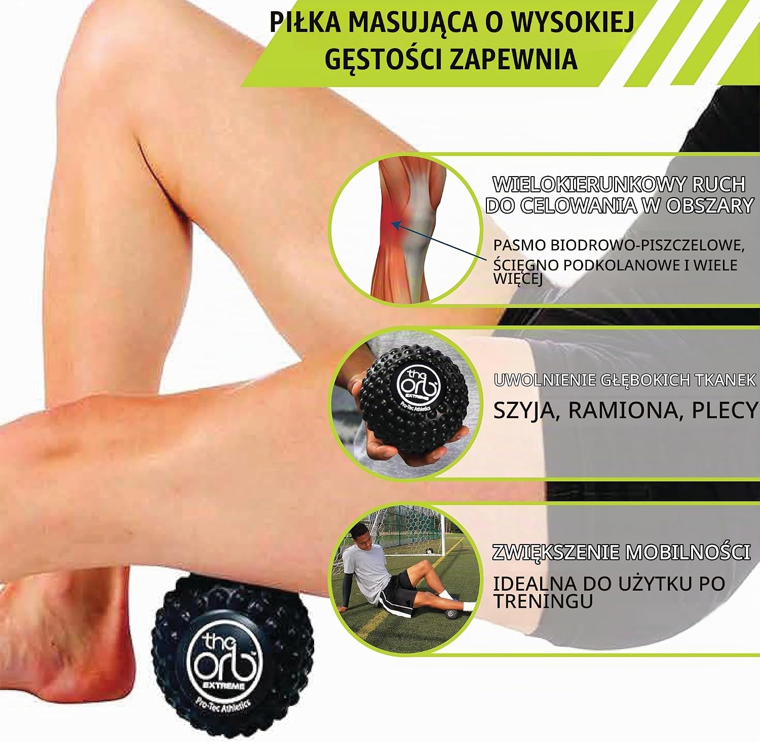 Detalle 2 de Pro-Tec Athletics ORB – piłka do masażu 12 cm z rolką wielokierunkową