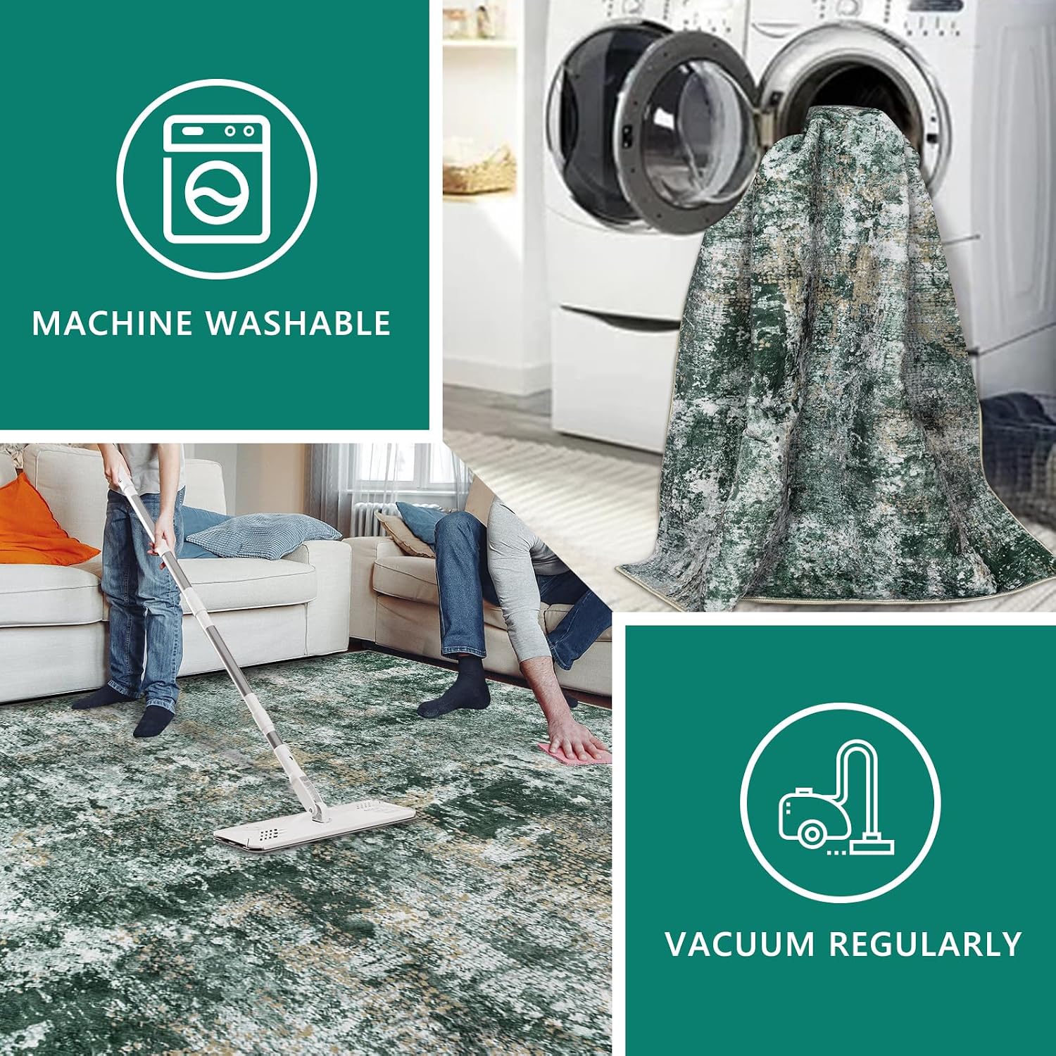 Thumbnail 6 de Capslpad Green Abstract Area Rug 160x230cm