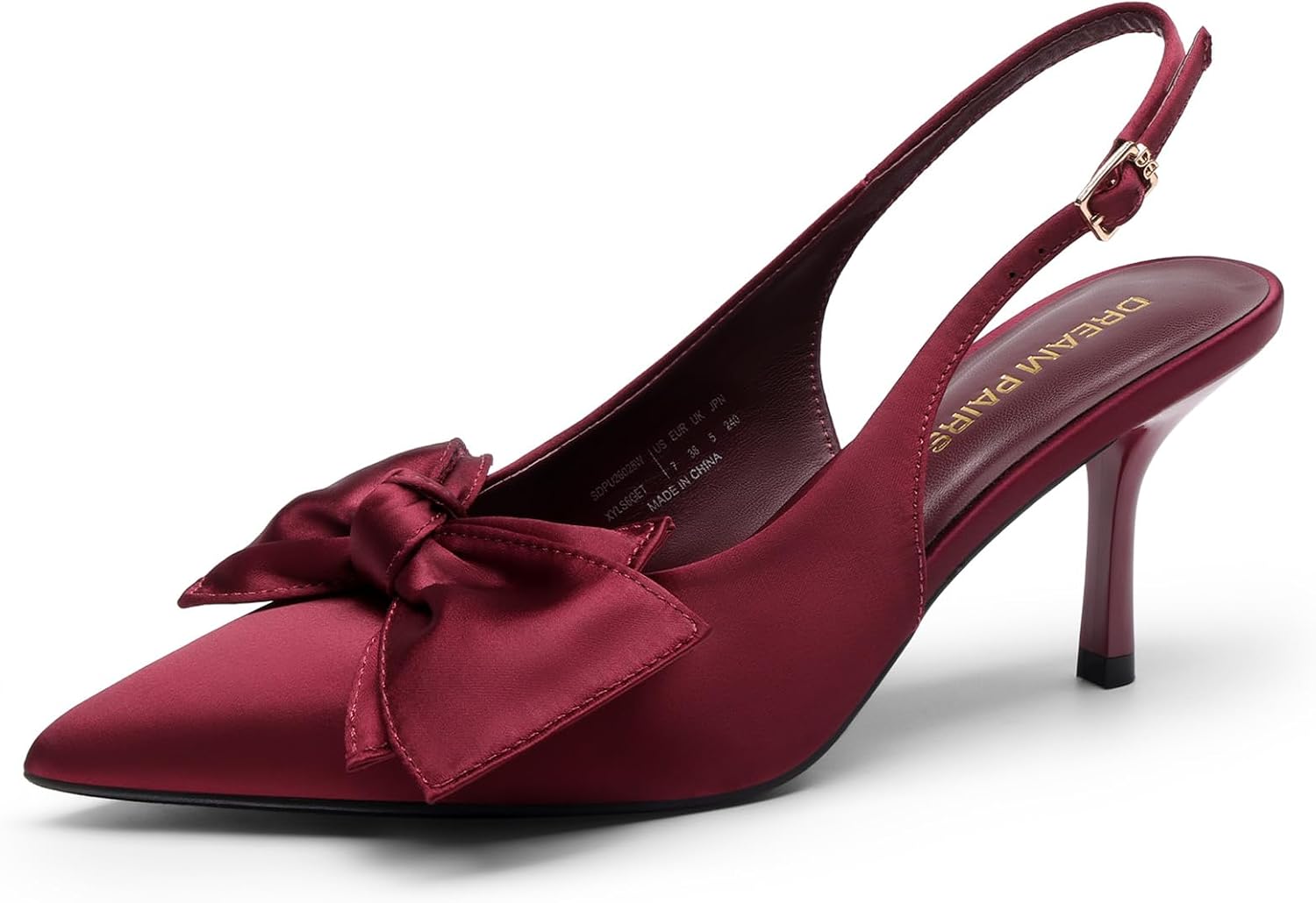 DREAM PAIRS Slingback Stiletto Heels, 3-Inch Kitten Heel, Bow, Pointed Toe