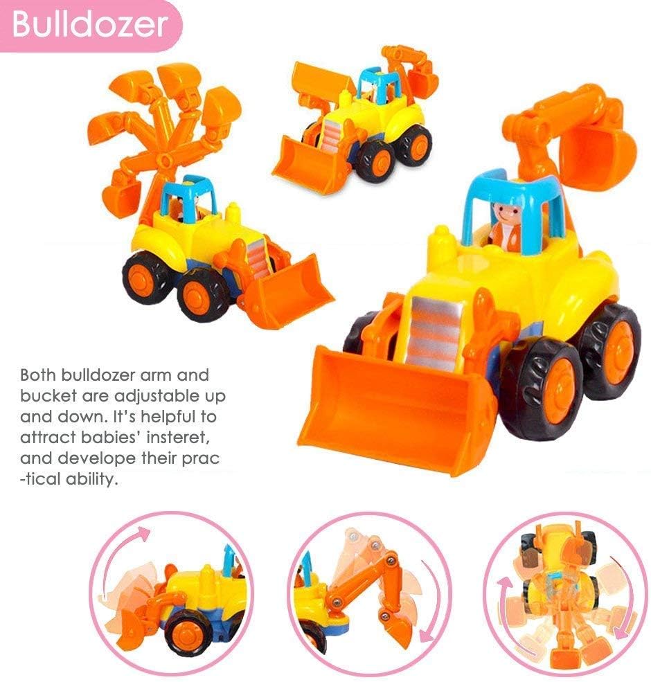 Thumbnail 1 de MOONTOY Baby Spielzeugauto-Bagger-Set (4 Fahrzeuge): Traktor, Bulldozer, Zementmischer & Kipper