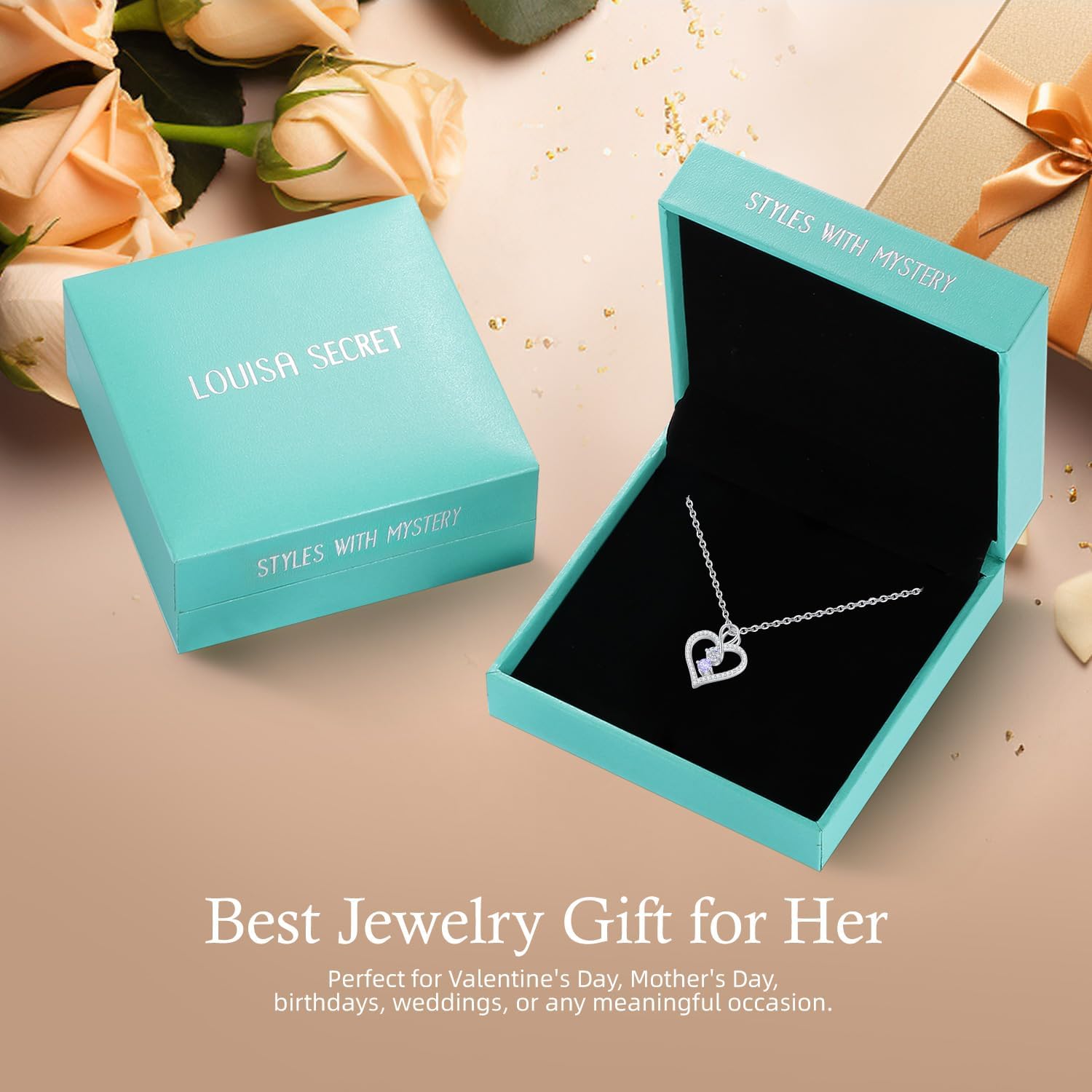 Detalle 1 de Infinity Birthstone Necklace in 925 Sterling Silver