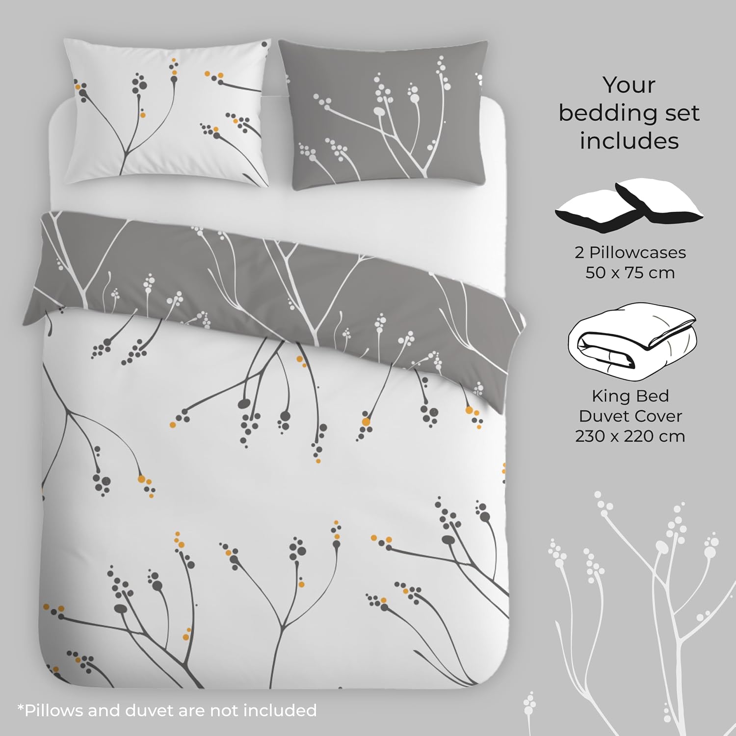Detalle de Dreamzie King Size Duvet Cover Set – Premium Microfibre Reversible (230 x 220 cm), 3-Piece