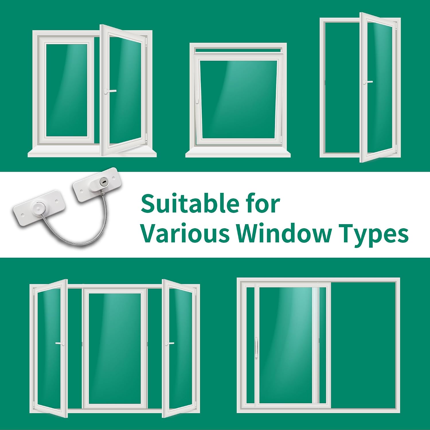 Detalle de Moonybaby 2-Pack Window Locks for UPVC with Key Lock and No-Drill Installation