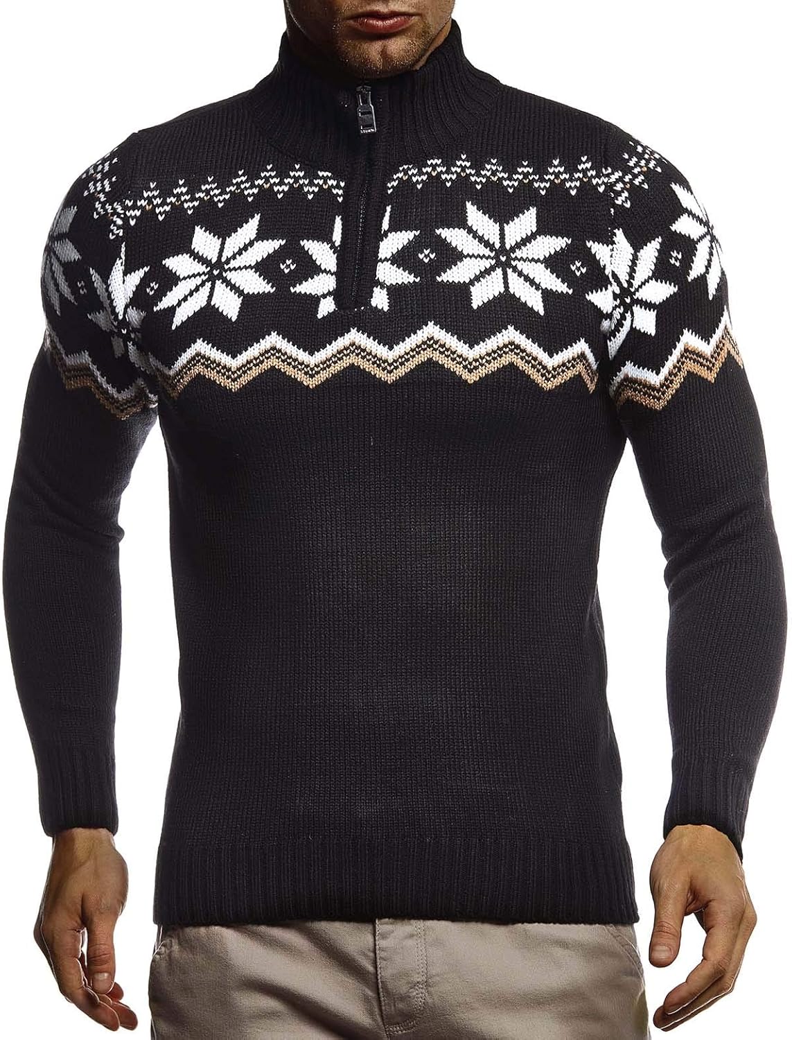 Thumbnail 1 de Leif Nelson LN20758 Pull en tricot pour homme — motif norvégien, coupe slim