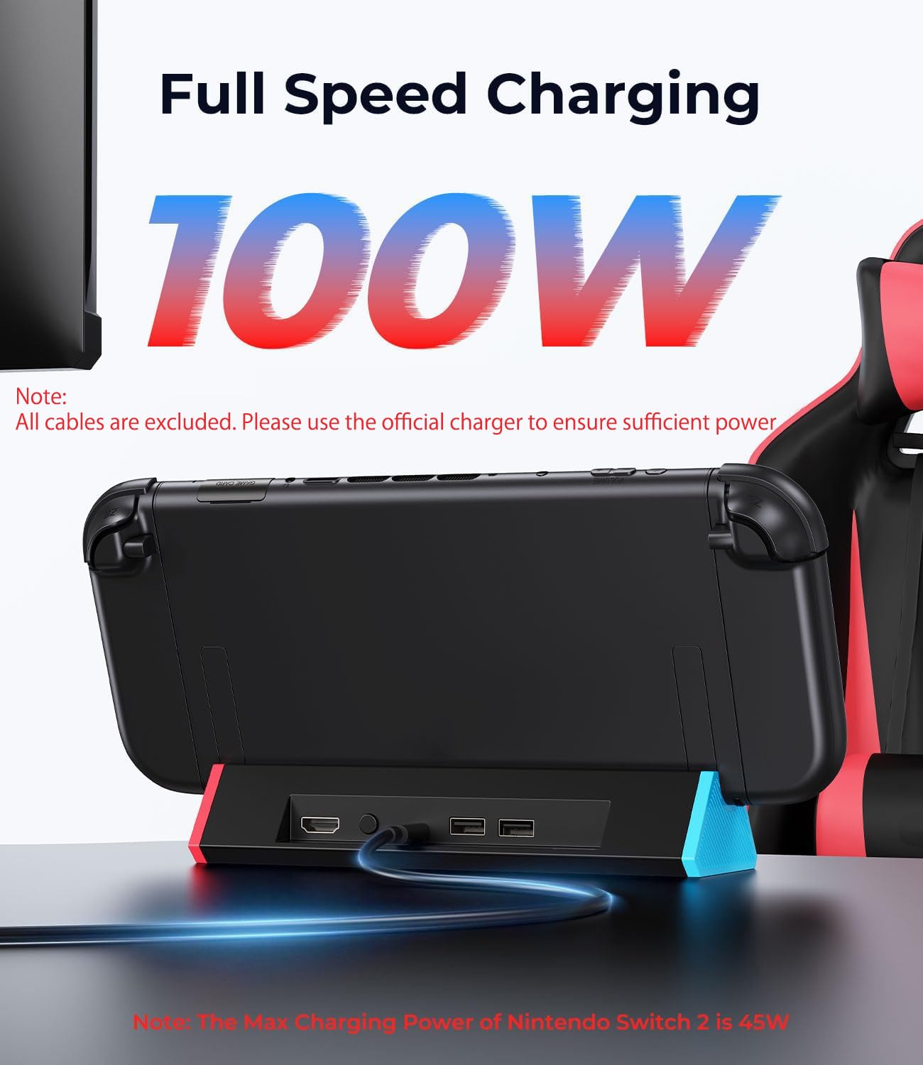 Detalle de SIWIQU for Nintendo Switch 2 Dock Station — Portable TV/Tabletop Dock with HDMI (Switch 2 Only)