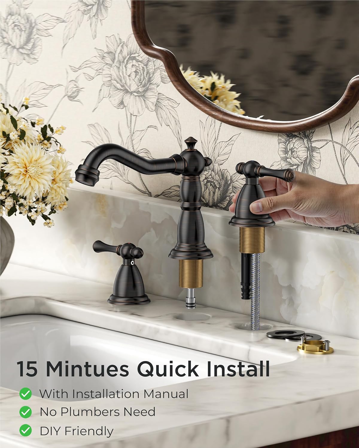 Thumbnail 6 de FORIOUS 8-Inch Widespread Bathroom Faucet, Oil-Rubbed Bronze, 2-Handle