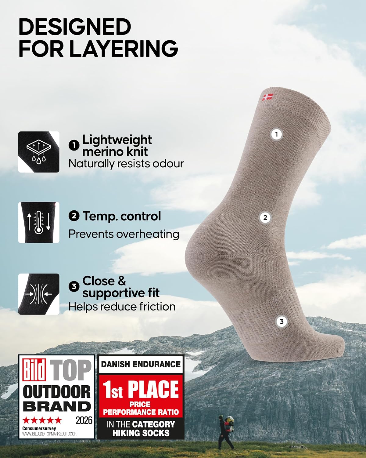 Detalle de Danish Endurance Merino liner socks 2-pack